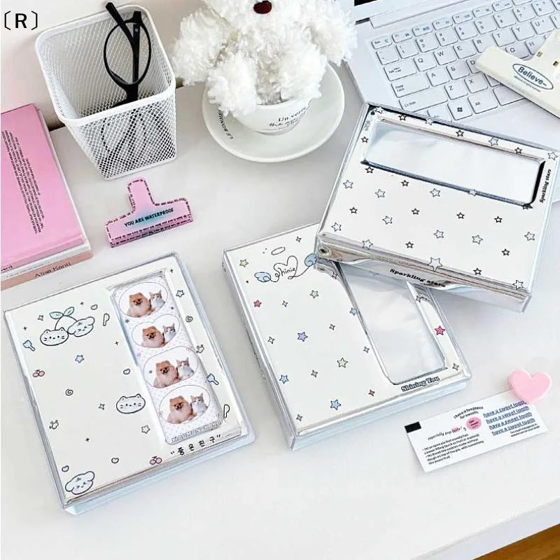 〔R〕Cartoon 4 Grid Idol Card Photo Booth Album For 40 Pcs 2x6 Inch Photo Strips Bookmark 20 Pcs 4x6 4R Photo Holder〔Winter2〕
