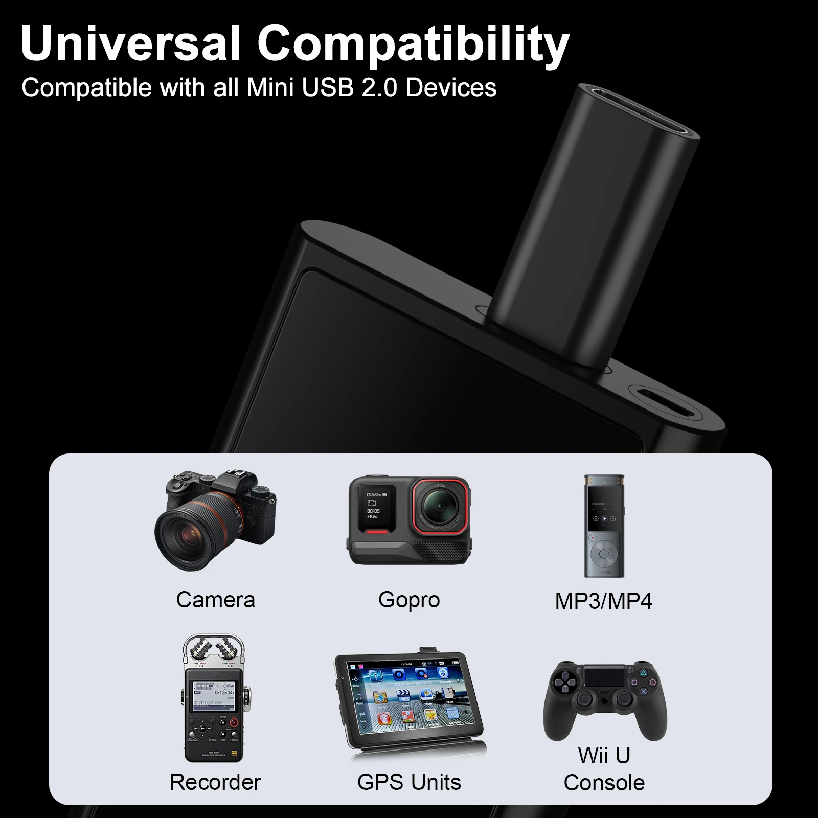 Typ-C-zu-Mini-USB-2.0-Adapter zum Laden und Datenübertragen, USB-C-Buchse zu Mini-USB-Stecker-Konverter für Kameras, GoPro, MP3, MP4, GPS-Geräte – Detail 2