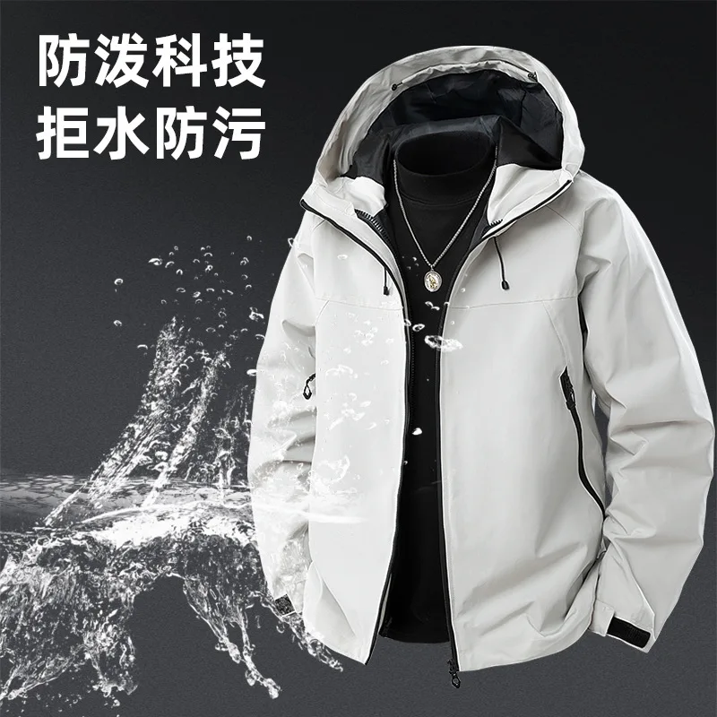 Men's 2025 New Style Outdoor Jacket Windproof Waterproof Hooded Mountain Climbing Coat Couple's Version Available