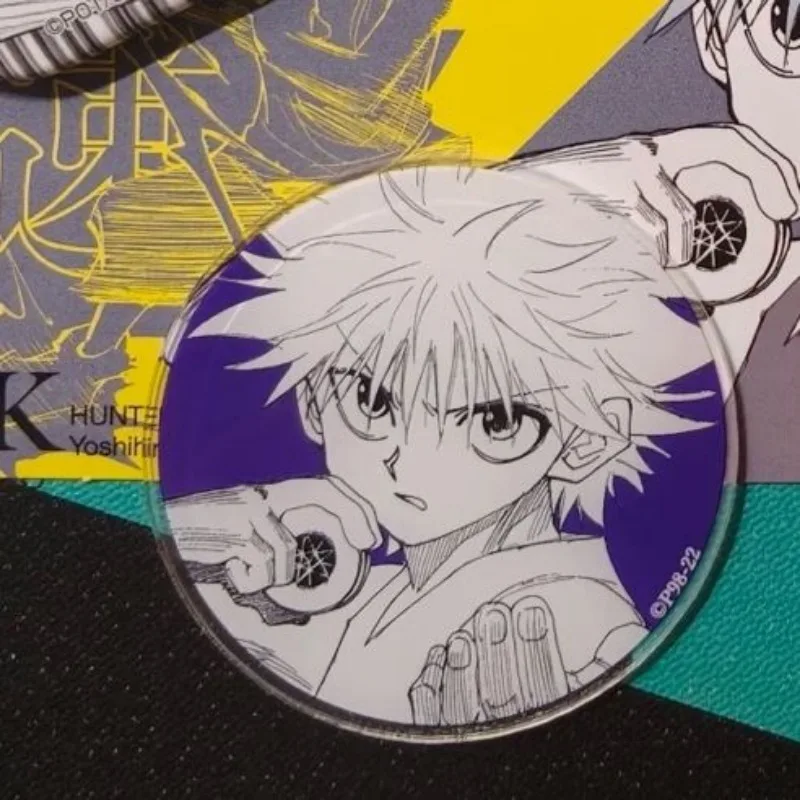 Hunter x hunter killua emblema folha de flandres broche quadrado anime personagem crianças mochila jóias moda casaco ombro crachá presente