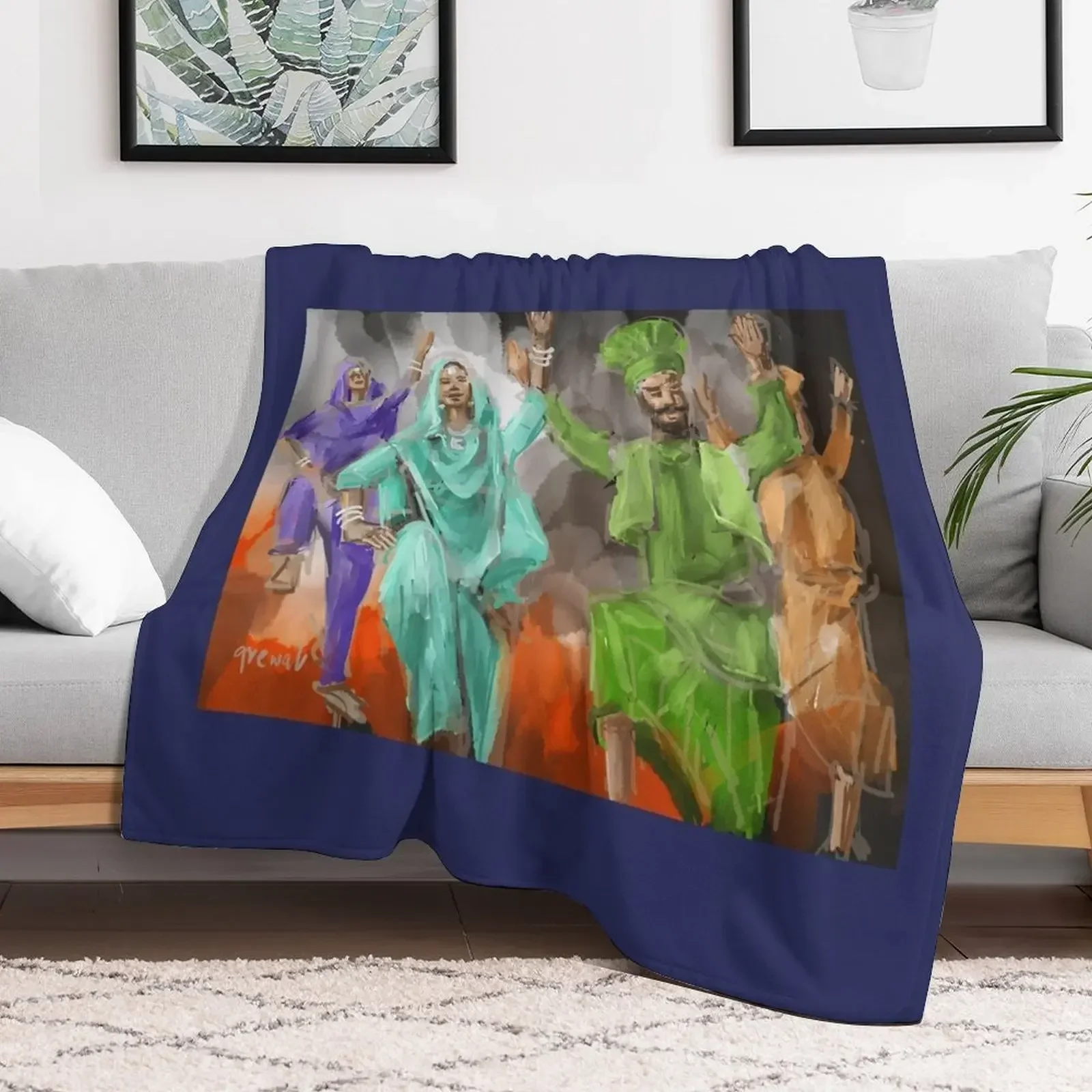 

Bhangra Group Throw Blanket Vintage Sofa Quilt Bed covers Flannel Blankets Designers Retros Luxury St Blankets