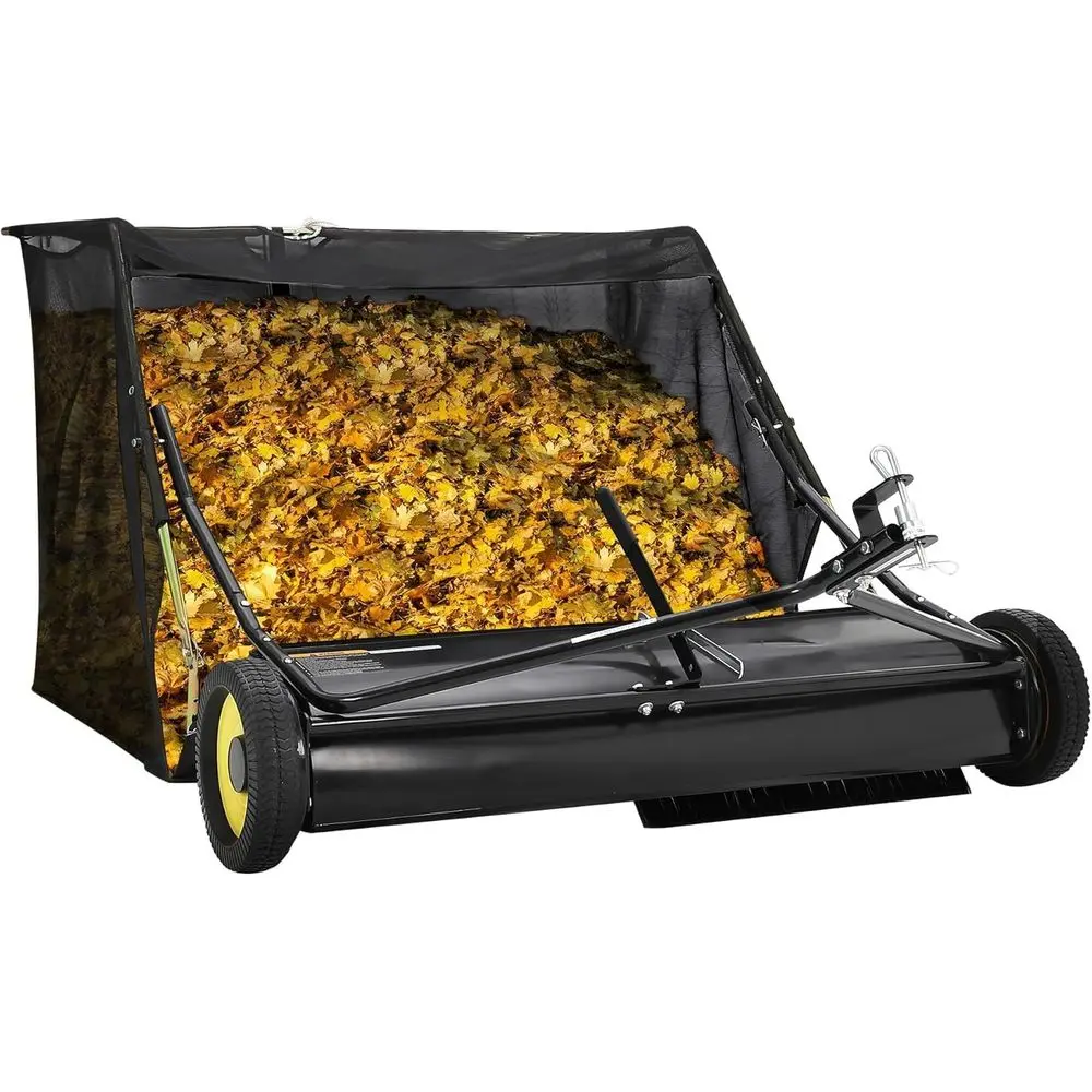 

42inch Heavy-Duty Tow-Behind Lawn Sweeper,Lea & Grass Collector or Lawn Tractor or ATV, Adjustable Height & Easy Dump Rope, Eici