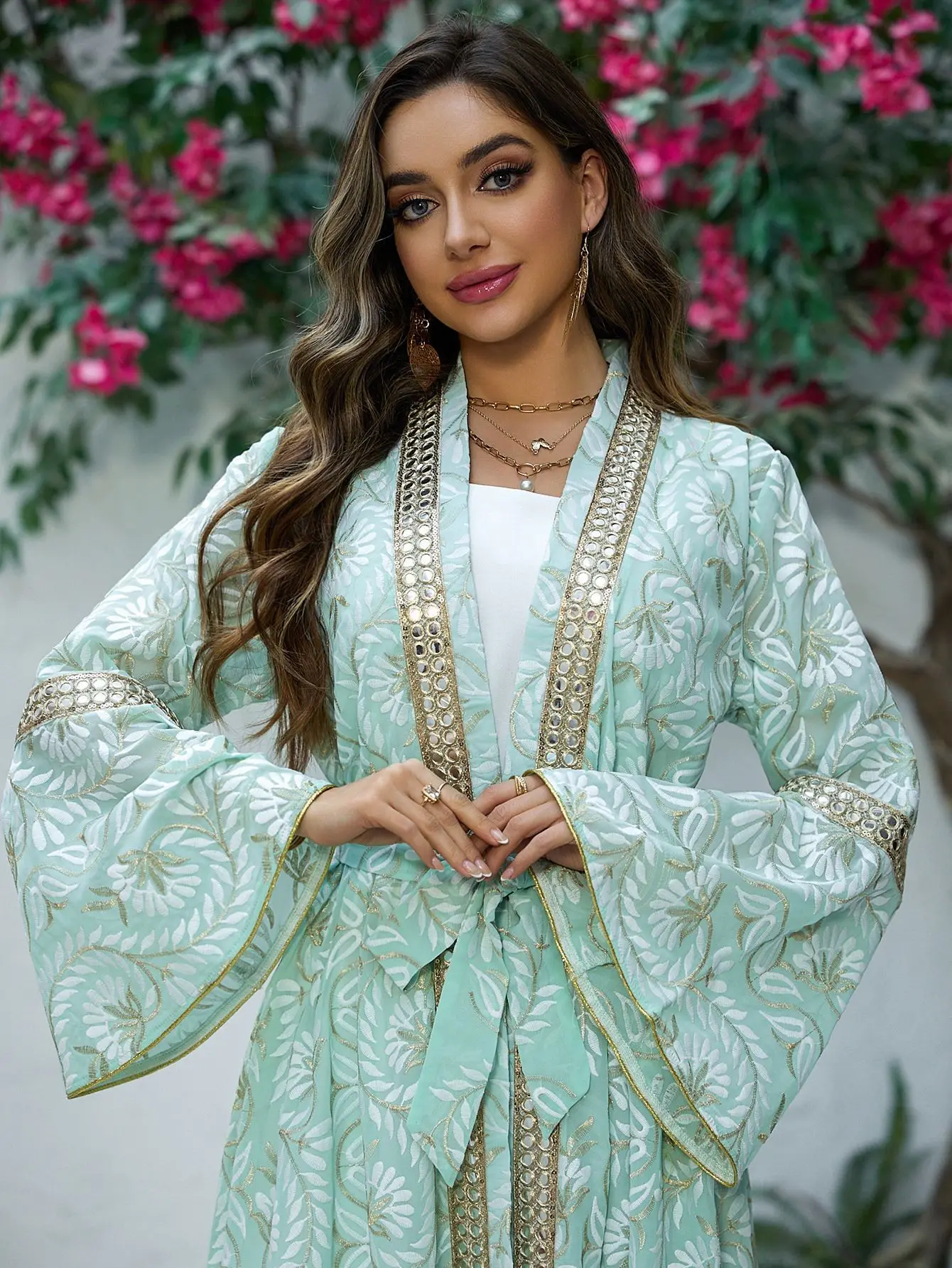 

Рамадан Ид мусульманские комплекты женское кимоно с вышивкой Джалабия платье макси Дубай Абая кафтан Kebaya Marocain Femme халат кафтан платье