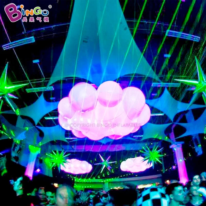 

Customized Inflatable White Cloud With LED Light Model Inflatable Celling Hanging Cloud For Sale-BG-L0035