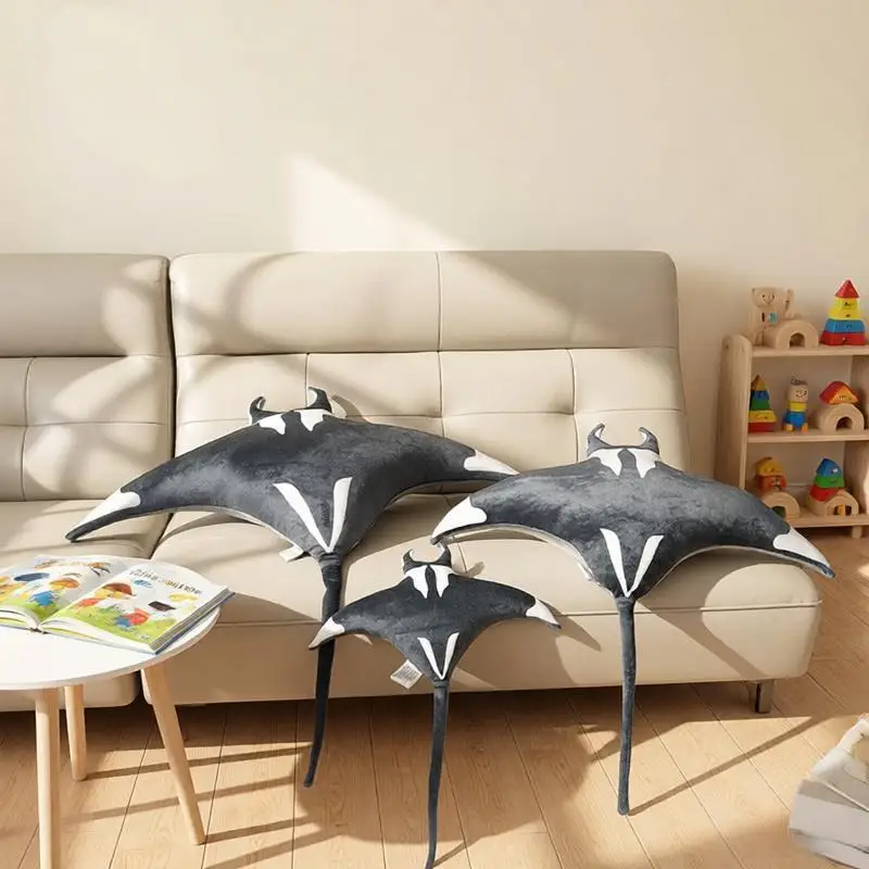 Cute Marine Animal Plush Toy Soft Manta Ray Blue Spotted Stingray Devil Fish Stuffed Pillow  Decor Birthday Gift Kids Boys Girls