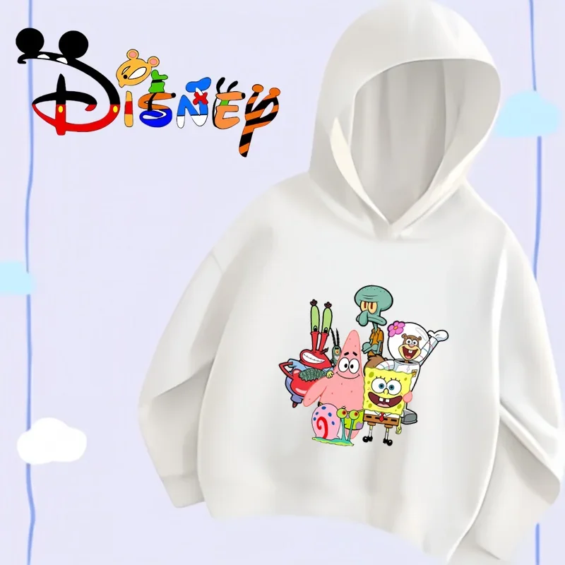 New children's hoodie autumn cartoon animation Spongebob Squarepants pattern print fashion with hooded children's hoodie coat