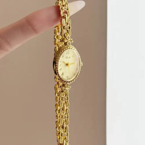 Imagen 2 del producto GEDI NUEVOS relojes vintage de lujo para mujer con números romanos, esfera y pulsera ovalados pequeños, movimiento de cuarzo, perfecto para vestidos
