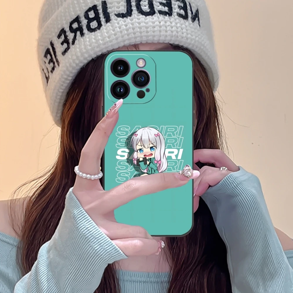 Eromanga Izumi Sagiri Mobile Phone Case for iPhone 15 14 13 12 11 X XR XS 8 7 Pro Max Plus Mini Black Soft Phone Cover Shell