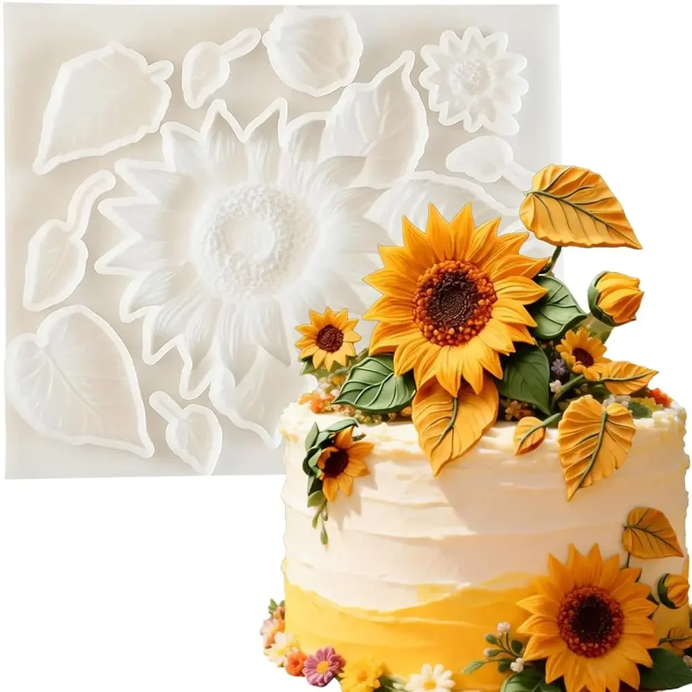 

Силиконовая форма для подсолнухов 3D, 1 шт., для украшения тортов, кексов, конфет, жевательного мармелада, шоколада, полимерной глины