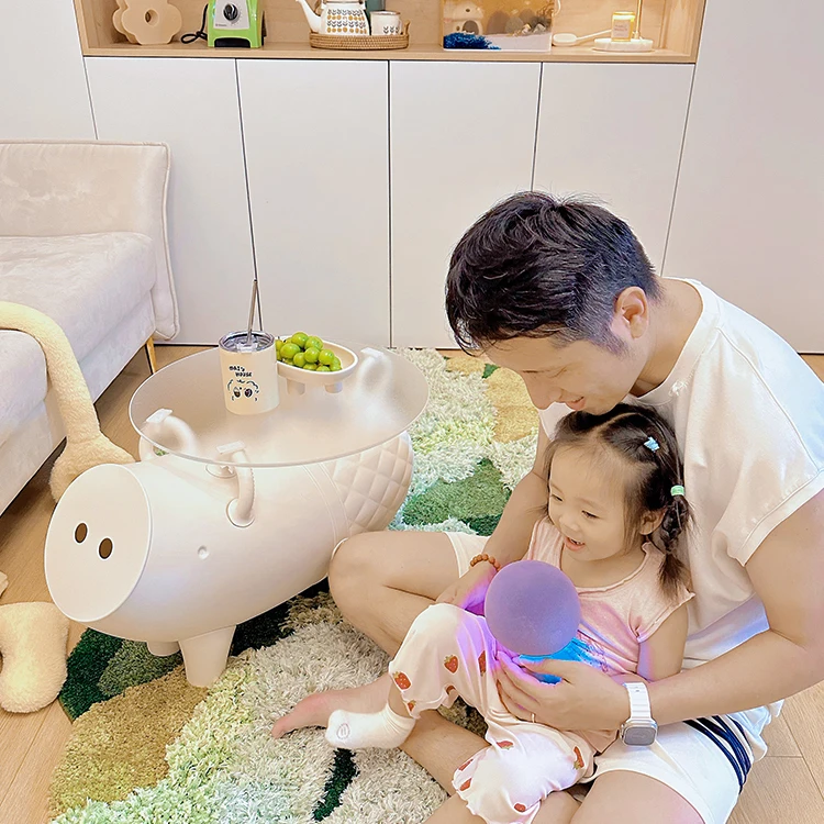 Naokten Brain Pain Creative Can Store Simple Side Cartoon Pig Children's Tea Table