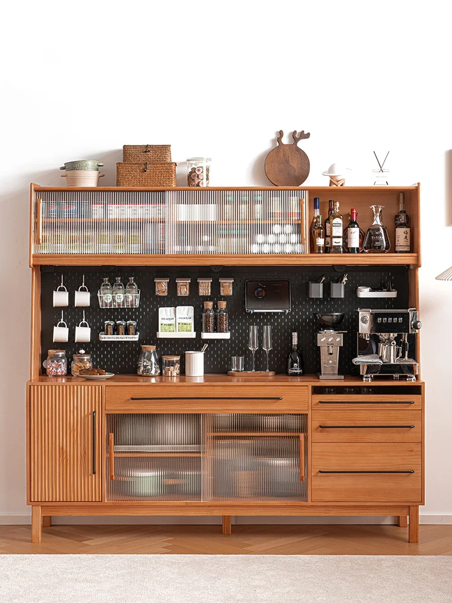 The dining side cabinet is integrated with the high cabinet against the wall