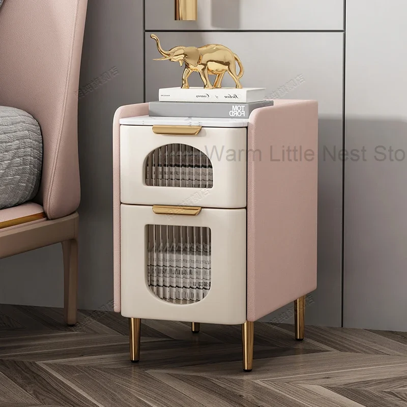 

Mini Modern Nightstands Italian Minimalist Nordic Transparent Bedside Table Narrow Small Space Table De Chevet Home Furniture