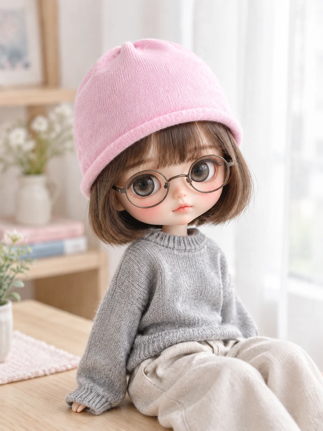 Blythe Doll Clothes Azone Hat Ob22/Ob24 Small Cloth Six Curled Edge Cold Light Nightmare Hybrid Angel Fashion Plush