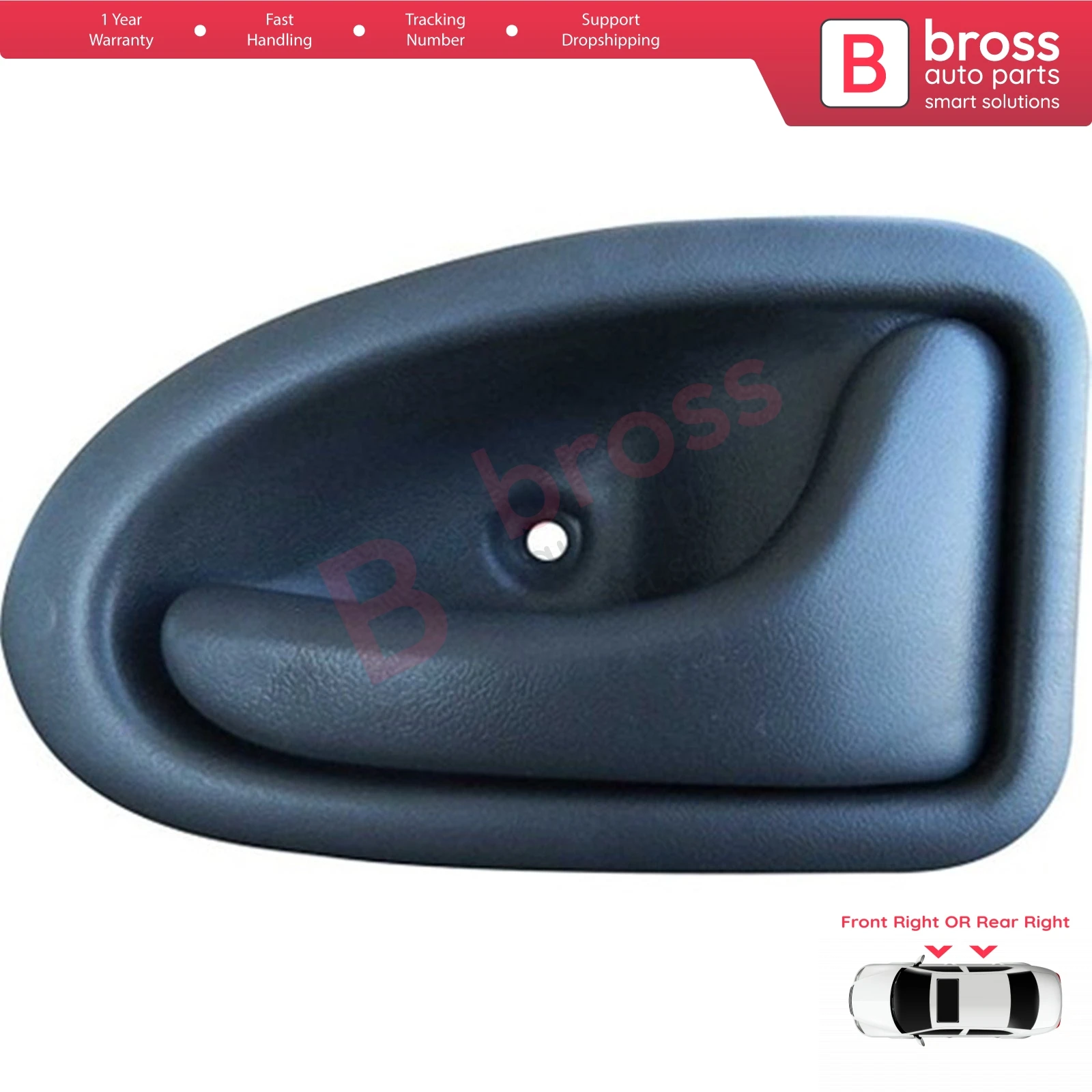 Bross Auto BDP103 Interior Inner Door Handle Opener GRAY Front OR Rear Right Door 8200028995  For Renault Megane 1 1995-2002