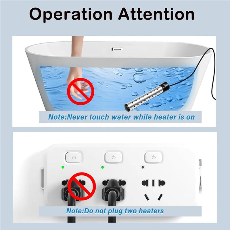 Calentador de agua de inmersión de calentamiento rápido A39M 1500W eléctrico, acero inoxidable, calentador de cubo, portátil, enchufe estadounidense