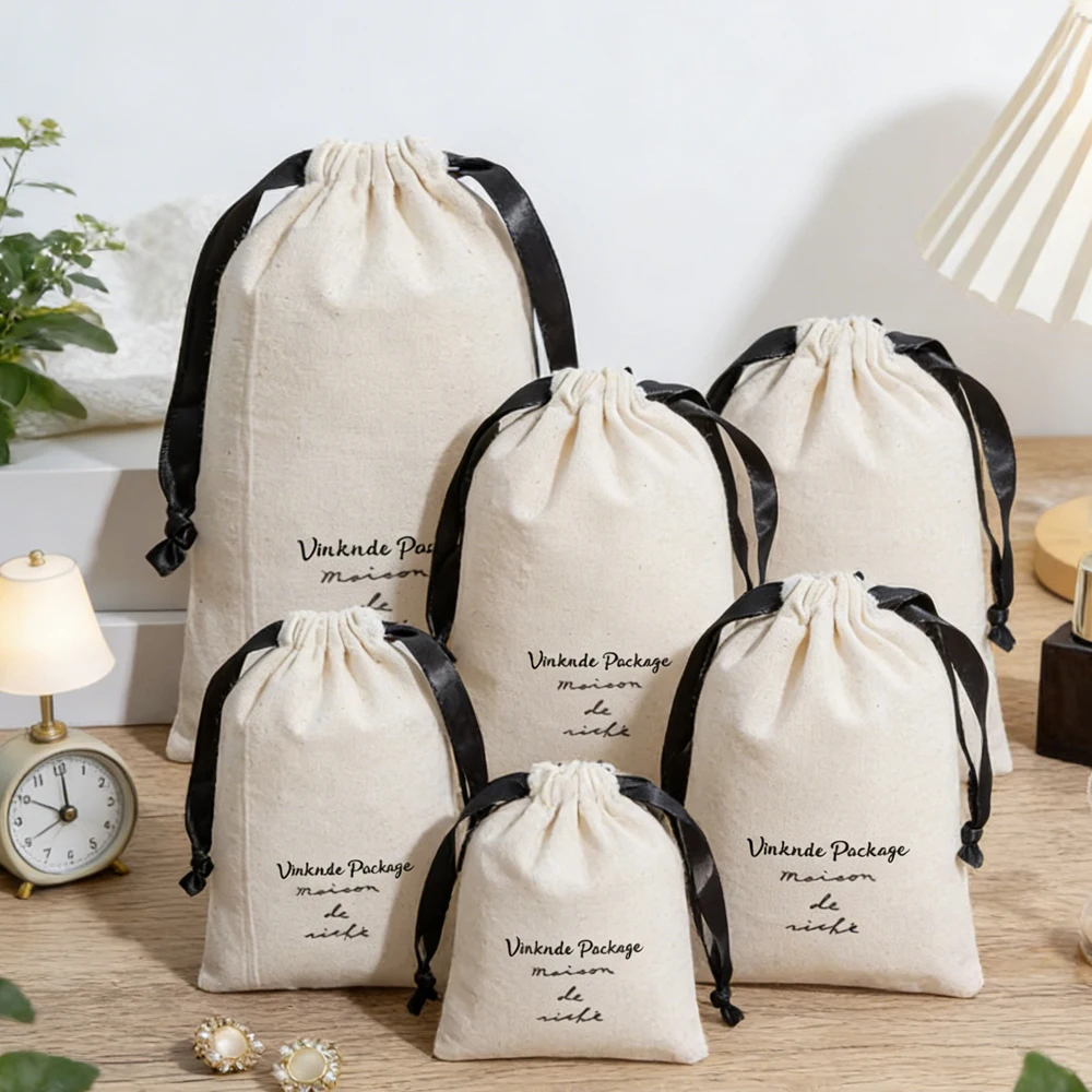 

50Pack Recyclable Custom Logo Organic Cotton Muslin Bag 25x30cm Candle Soap Makeup Perfume Packaging Bags Gift Drawstring Pouch