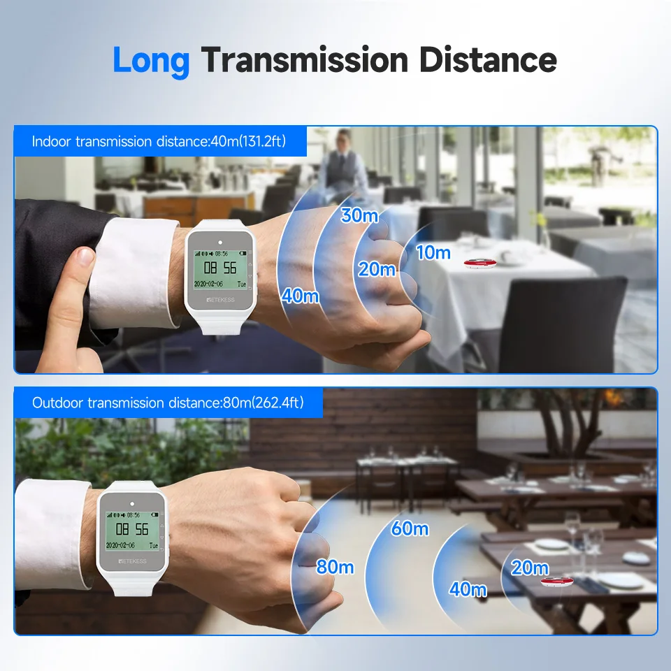 Retekess Wireless Calling System ร้านอาหาร Pager TD108 นาฬิกากันน้ําตัวรับสัญญาณ T117 Waiter Call ปุ่มสําหรับ Hookah Cafe Bar