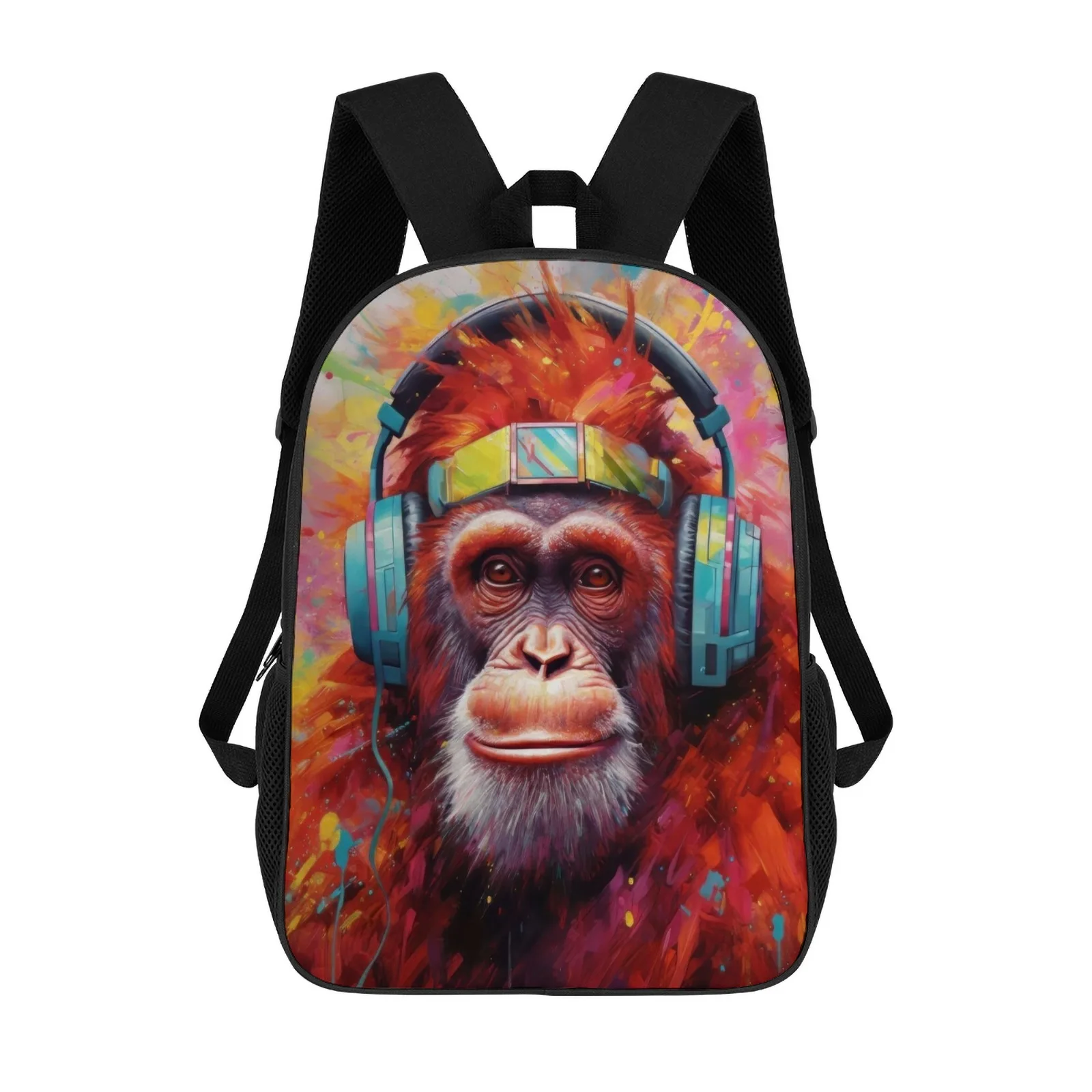 

Orangutan with Headphones Mochila Printed School Bag 17Inch Kids School Bags 17 Inch School Backpack Bag
