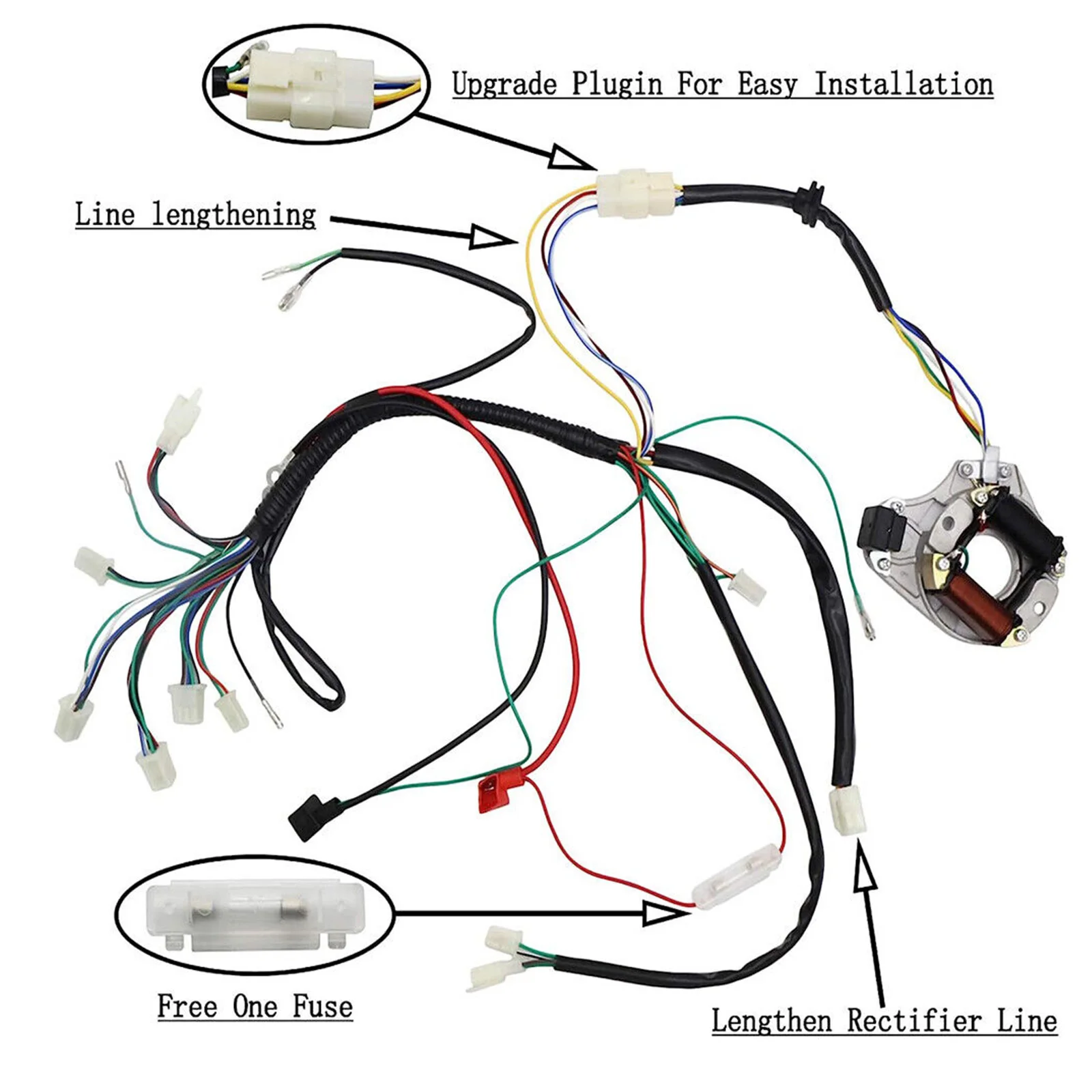 For 49cc 50cc 80cc 90cc 100cc 110cc 125cc ATV Electric Quad Dirt Bike Go Kart Moto CDI Wire Harness Stator Assembly Wiring Kit