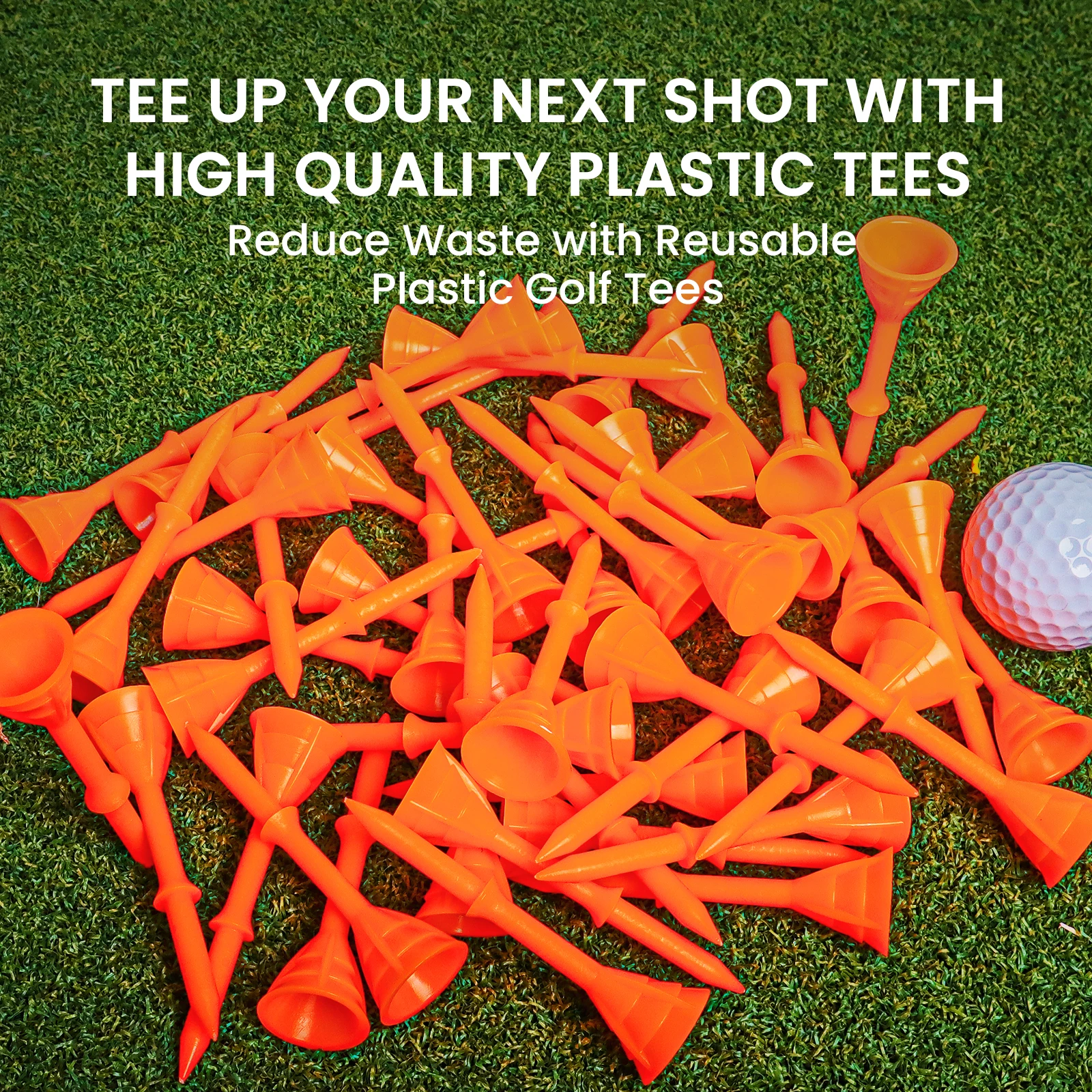 Golf Tees Plastic 3 1/4 inch Upgrade Unbreakable Bulk 50 Pack Reduce Friction Side Spin Durable Stable 83 mm