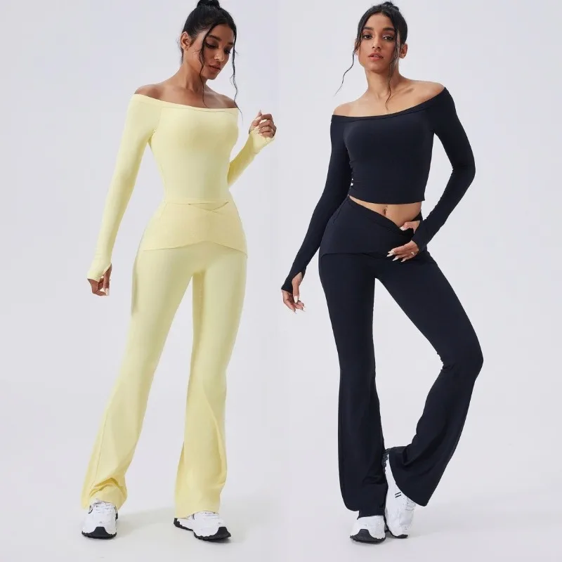 

Женский комплект для йоги, подтягивающий бедра, быстросохнущий спортивный комплект с длинными рукавами для похудения, одежда для бега и фитнеса на открытом воздухе
