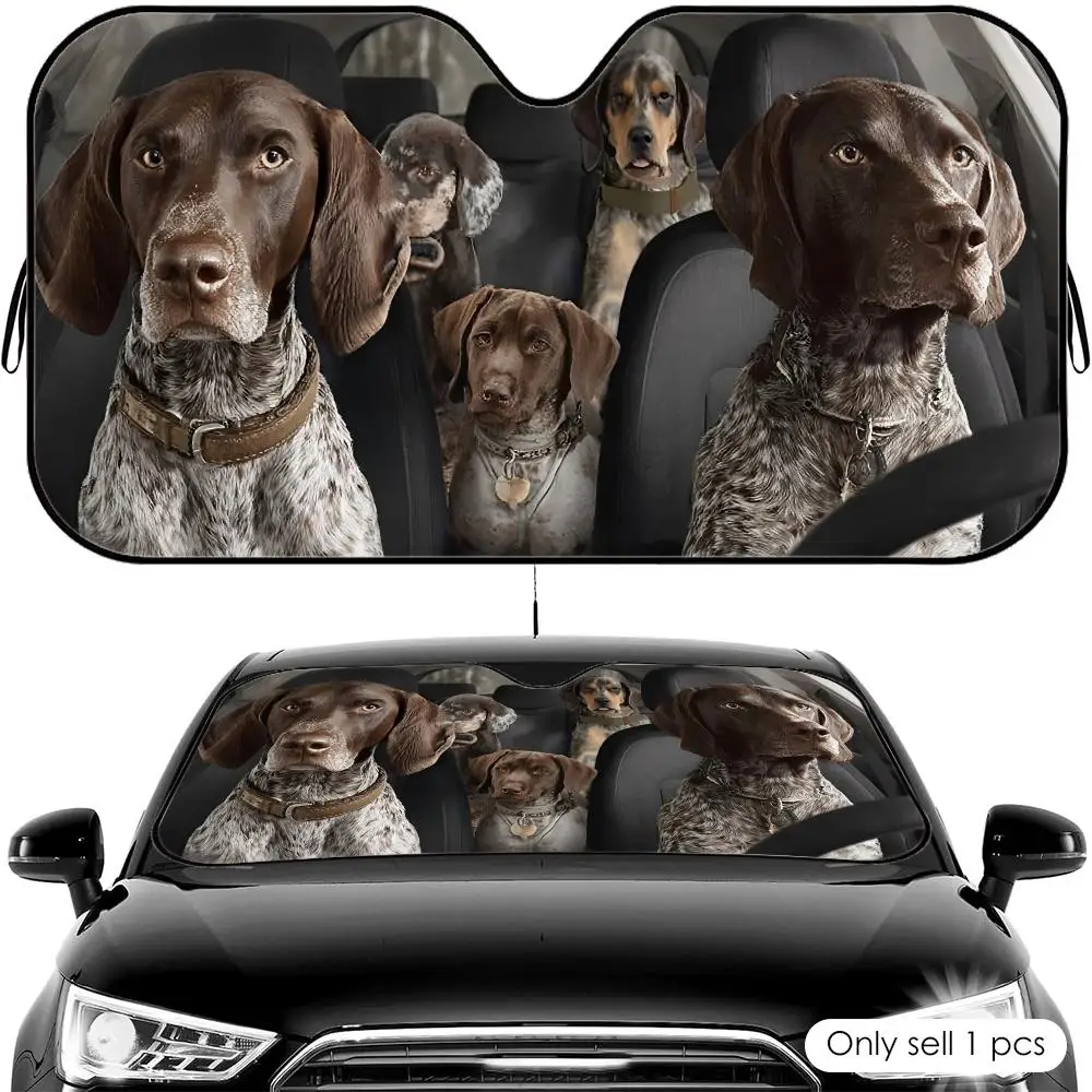 German Shorthaired Pointer  Sun Visor Foldable Universal Car Windshield Sun Shade UV Protection Heat Insulation Foldable Cover view 2