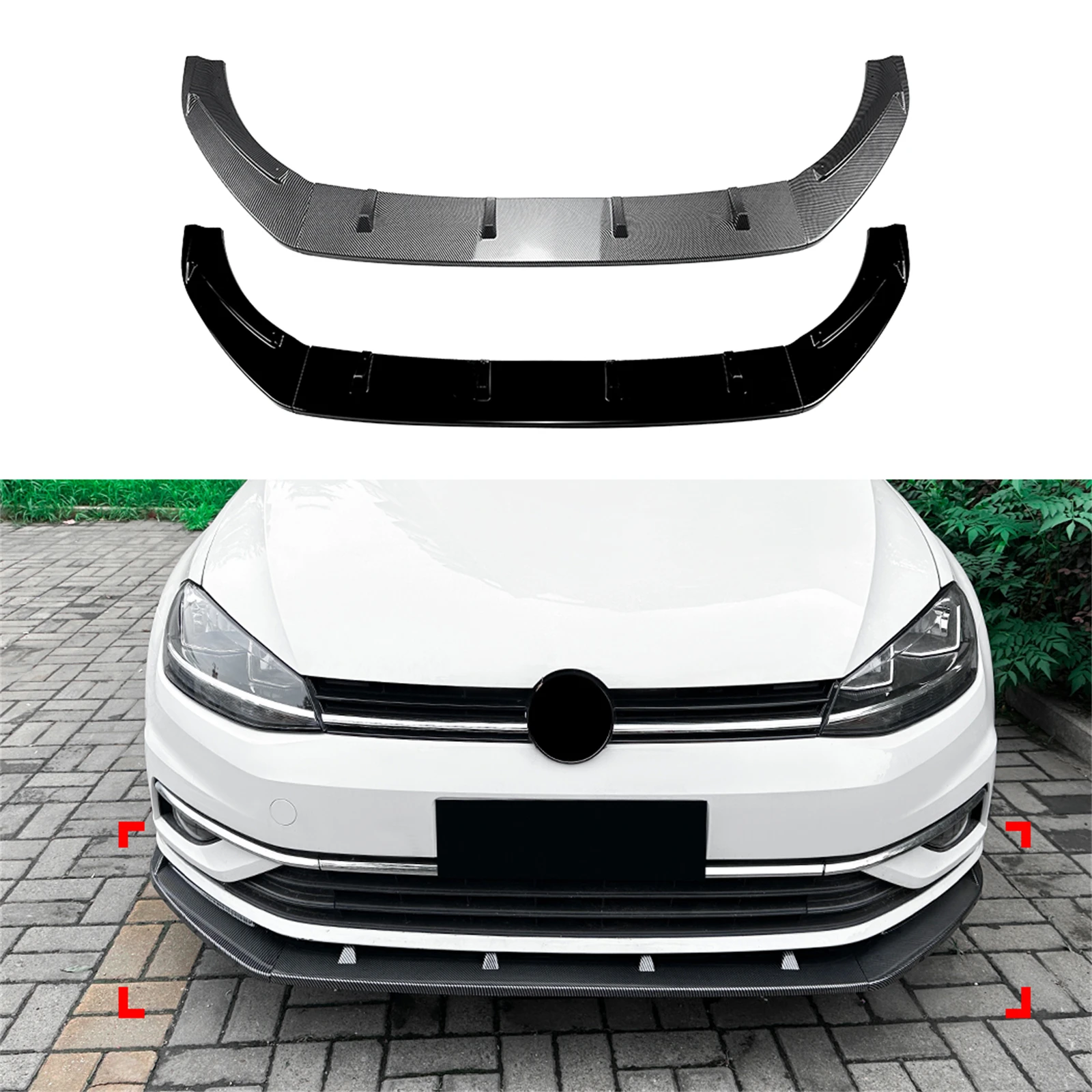 

Front Bumper Spoiler Lip Lower Splitter Chin Blade For Volkswagen VW Golf 7.5 2017 - 2019 Standard Version