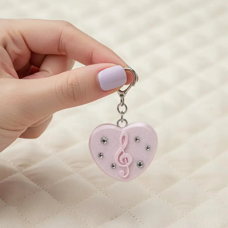 Musical Note Heart Earphone Organizer – Cute 3D Printed Headphone Storage Bag & Data Cable Keychain