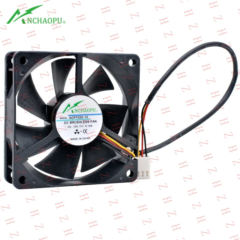 U+ ACP7020-12 7cm 70mm DC12V 0.10A 3 lines monitoring Quiet CPU cooling fan（MOQ: 10 pcs.）