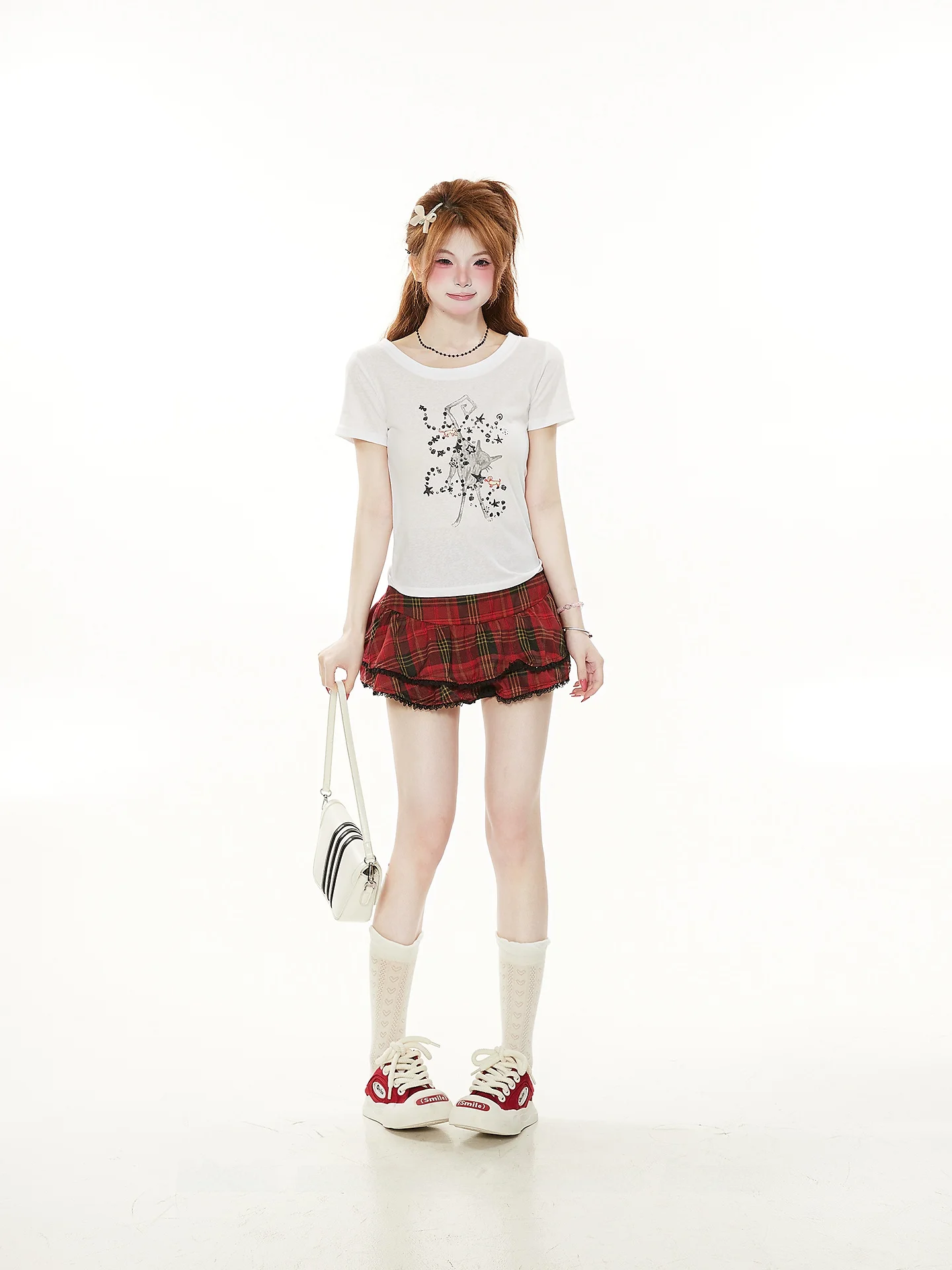 

Cute Print Slimming Summer Top Women's Short Sleeve round Neck Commute Style Korean Version Fashionable Girl's T-shirt