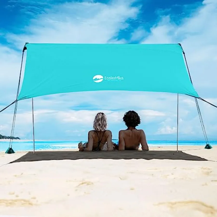 

Beach Shade Tent 7 × 7.15 Feet Portable Easy Pop Up Beach Canopy UPF50+ Sun Protection Shelter Windproof and Water Resistant St