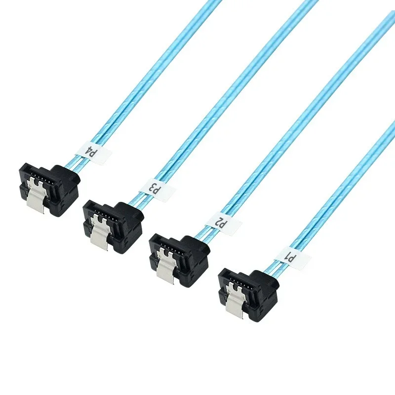 New SAS4.0 4SATA to 4SATA Internal Bend Right Angle SSD Solid State Drive Data Cable 4-port Sata