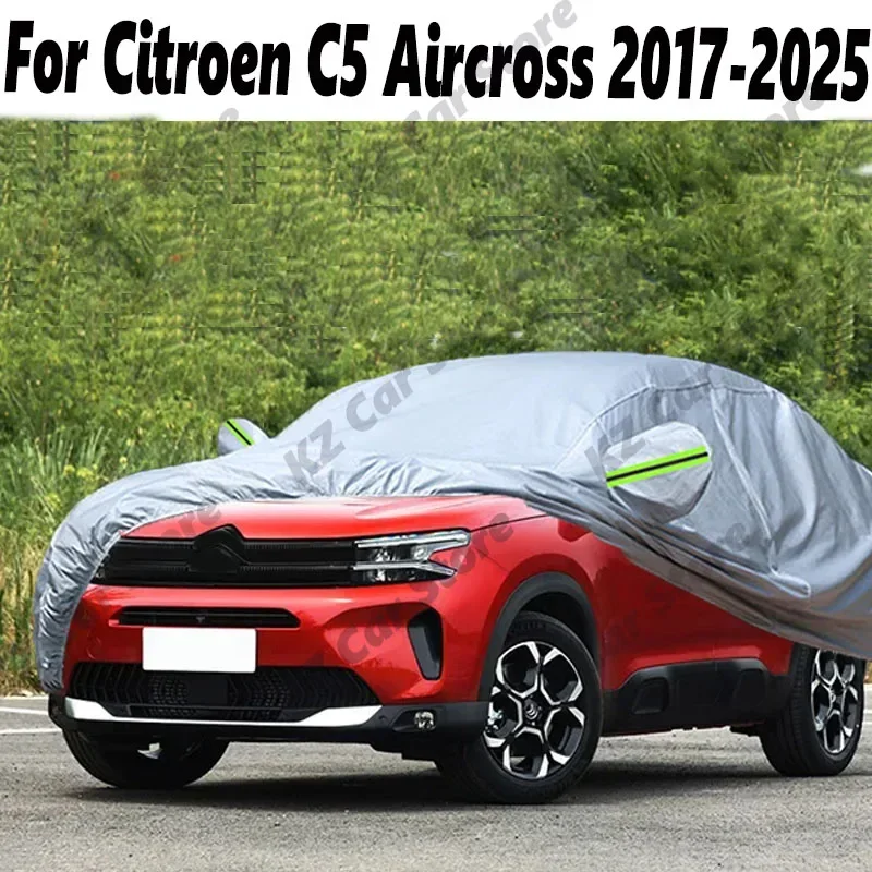Full Black Car Cover For Citroen C5 Aircross 2017-2025 Anti UV Sun Rain Snow Dust Resistant Waterproof SUV Cover