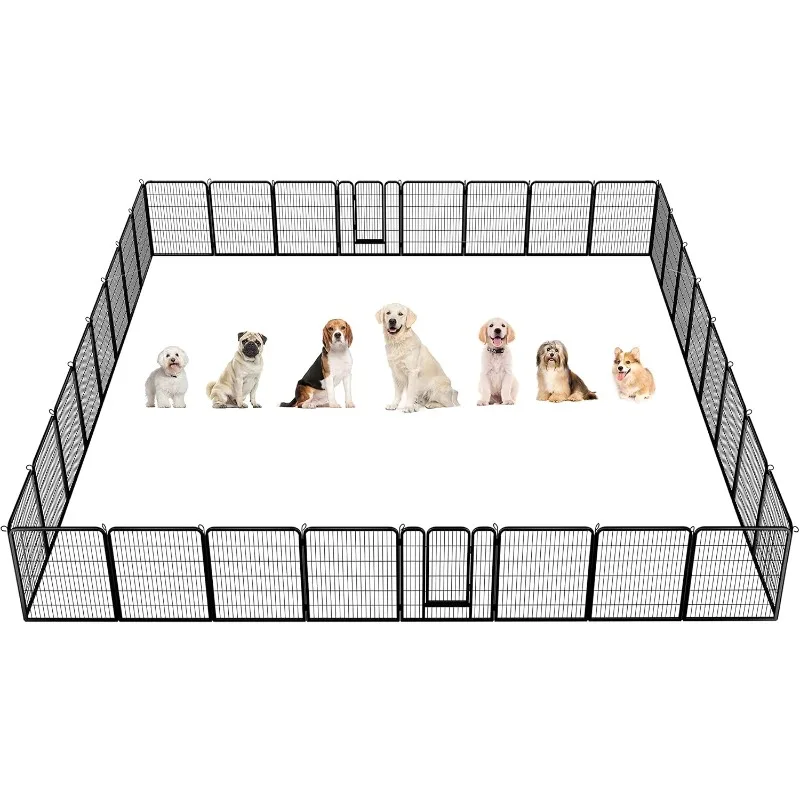 32 Panels Pet Dog Pen 40 inch Height Heavy Duty Foldable Metal Portable Puppy Exercise Pen Barrier Cat Chicken Rabbit Fence