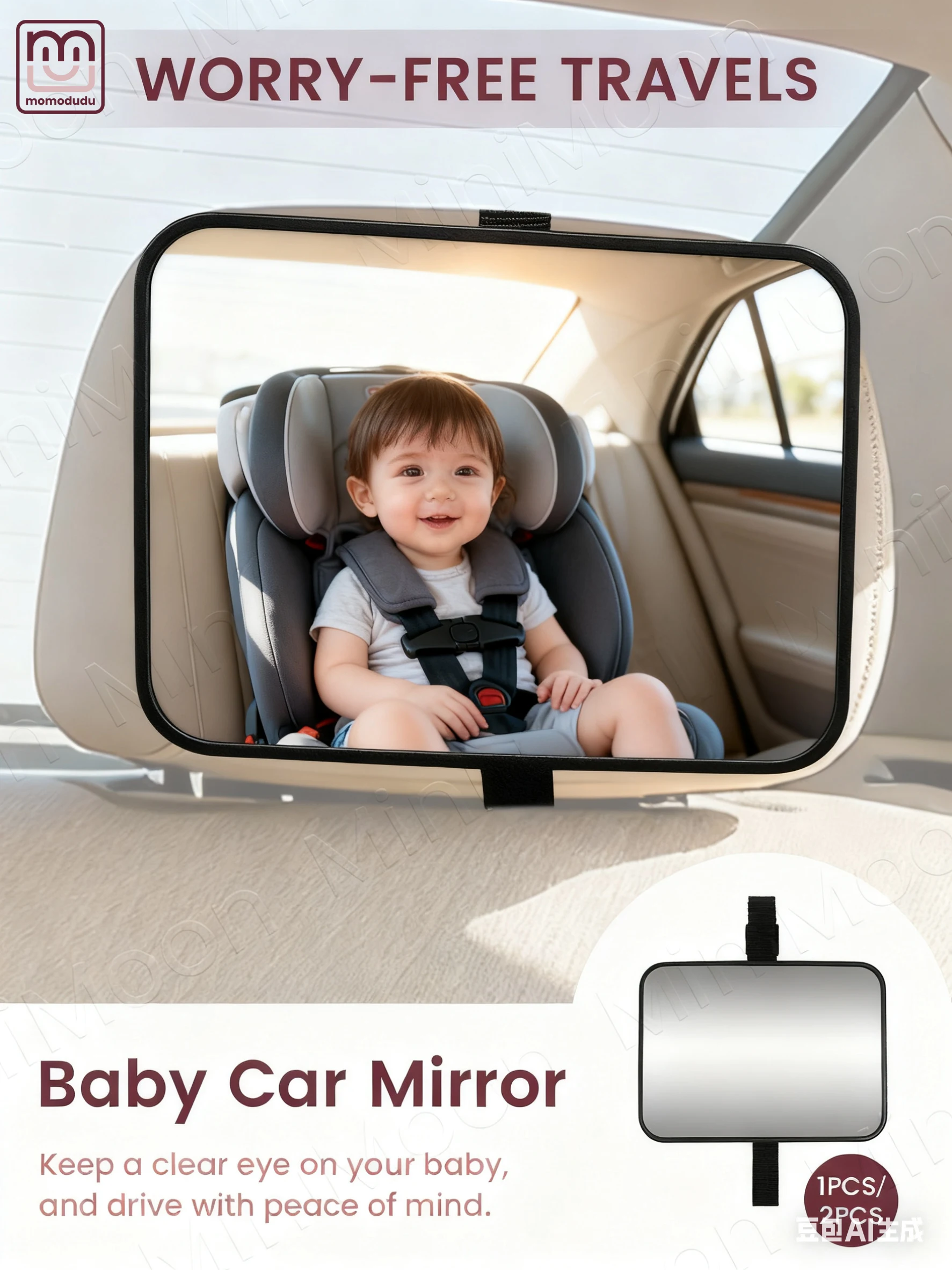 مرآة سيارة للأطفال قابلة للتعديل، مقاومة للكسر وزاوية واسعة لعرض الأطفال الخلفي #1
