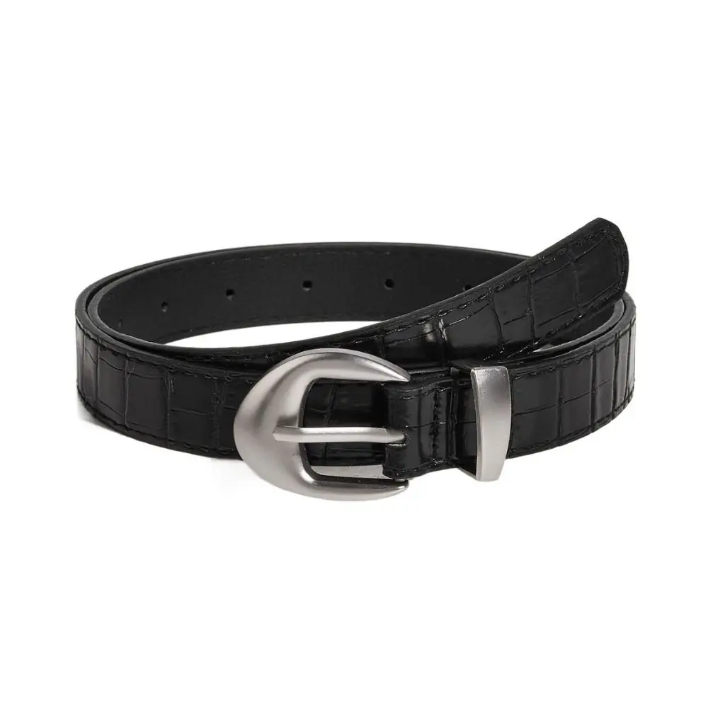 Einfache Krokodil Muster frauen Gürtel PU Leder Y2k Dünne Taille Gürtel Nische Koreanische Kleid Jeans Gürtel Würzige Mädchen