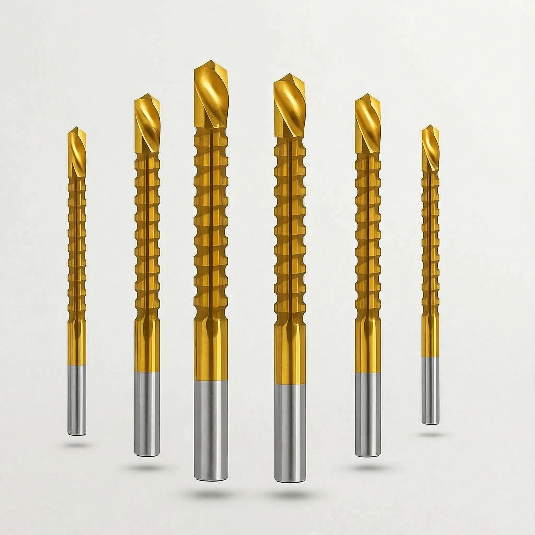 6pcs/Set HSS Coated Drill Bit Set round Handle 3mm-8mm Spiral Tooth Cutting Drill Bit for Woodworking Metal Tools Accessories