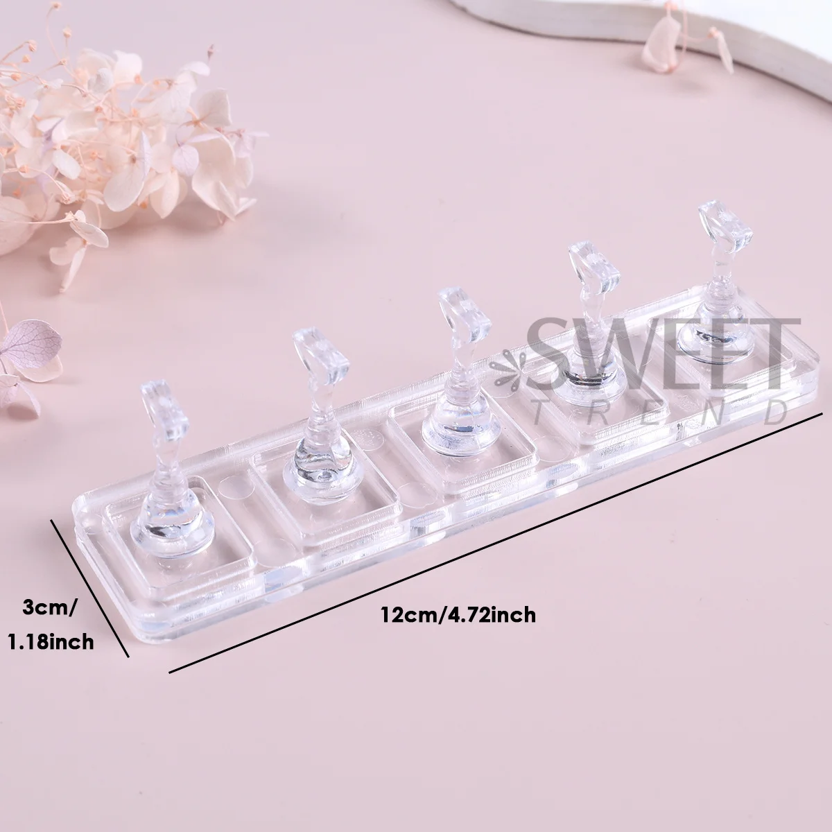 1 Juego de soporte de exhibición de uñas acrílicas, diseño transparente no magnético, pieza de ajedrez, herramienta de entrenamiento, suministros de manicura para práctica DIY