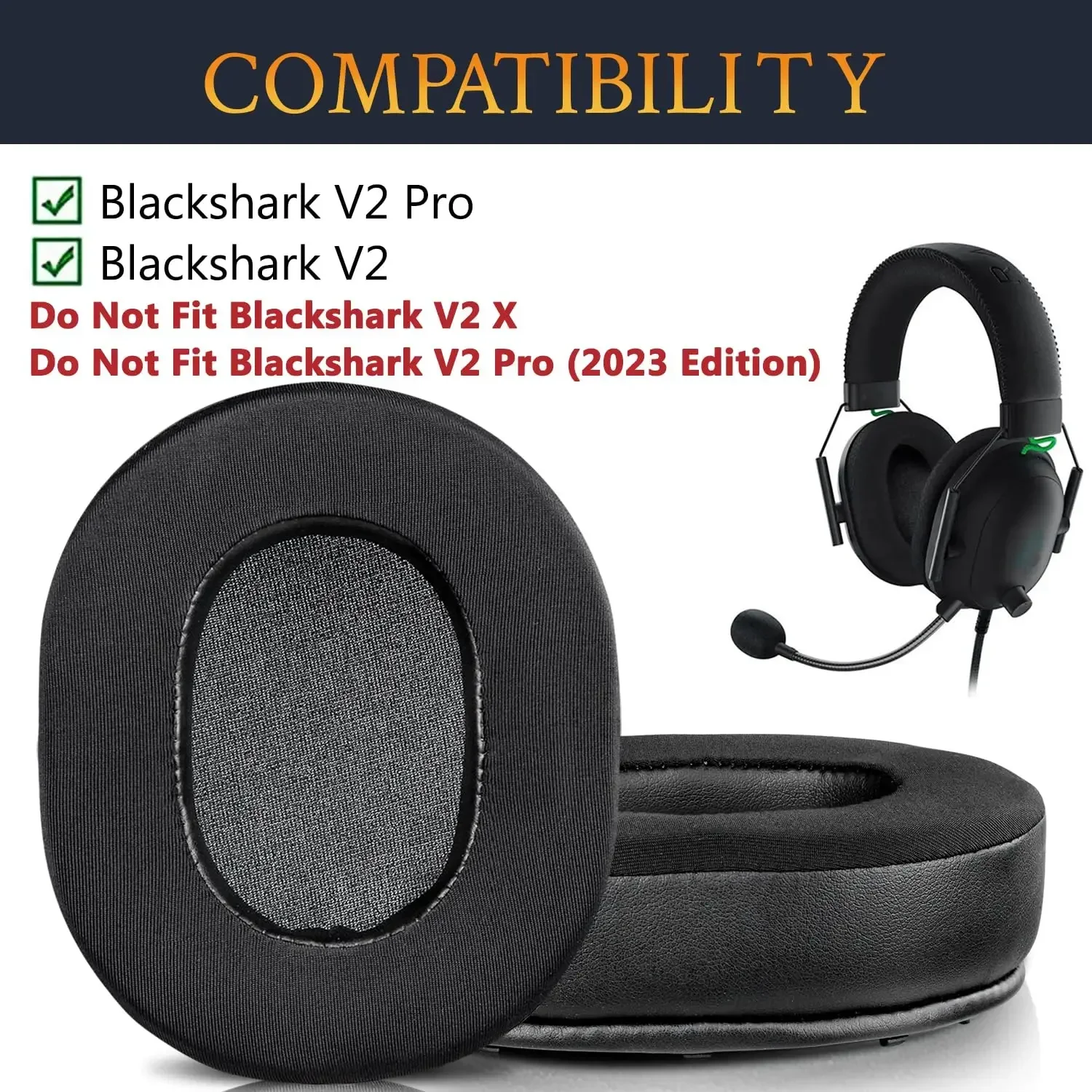 

High quality Replacement Earpads Cooling Gel Ear Cushion Compatible For BlackShark V2/BlackShark V2 Pro Gaming Headphones