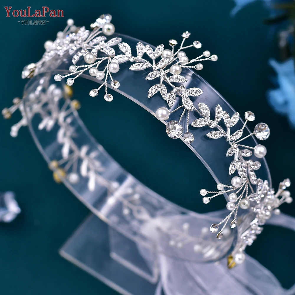 YouLaPan Rhinestone Headband Wedding Hair Ornaments for Women Tiaras Bridal Alloy Leaves Wedding Headpiece Hair Accessory HP233