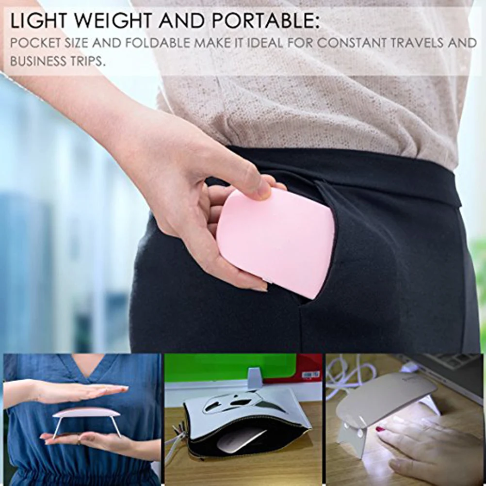 Sunmini 6W Suszarka do paznokci Przenośna Cicha Lampa do Lakieru Hybrydowego Manicure Pedicure Timer 45S 60S Różowa