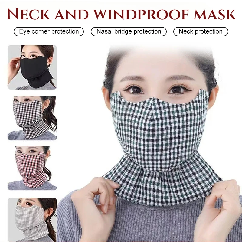 Winter Men Women Neck Protective Warm Face Mask Cotton Thickened Cold-proof Breathable Washable Cycling Riding Facial Protector