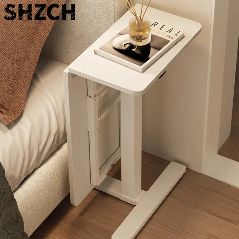 Air-powered Lifting Bed Side Computer Desk Home Bedroom Simple Student Writing Desk Mobile Sofa Folding Desk Office Furniture