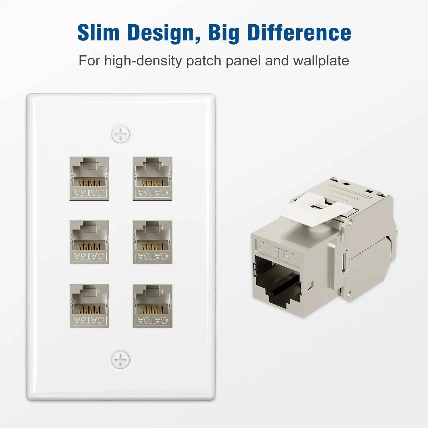 Toolless Cat8 Cat7 Cat6A Keystone Jack Female RJ45 Coupler Shielded STP Zinc Alloy Modular Connector for 22-26 AWG Ethernet