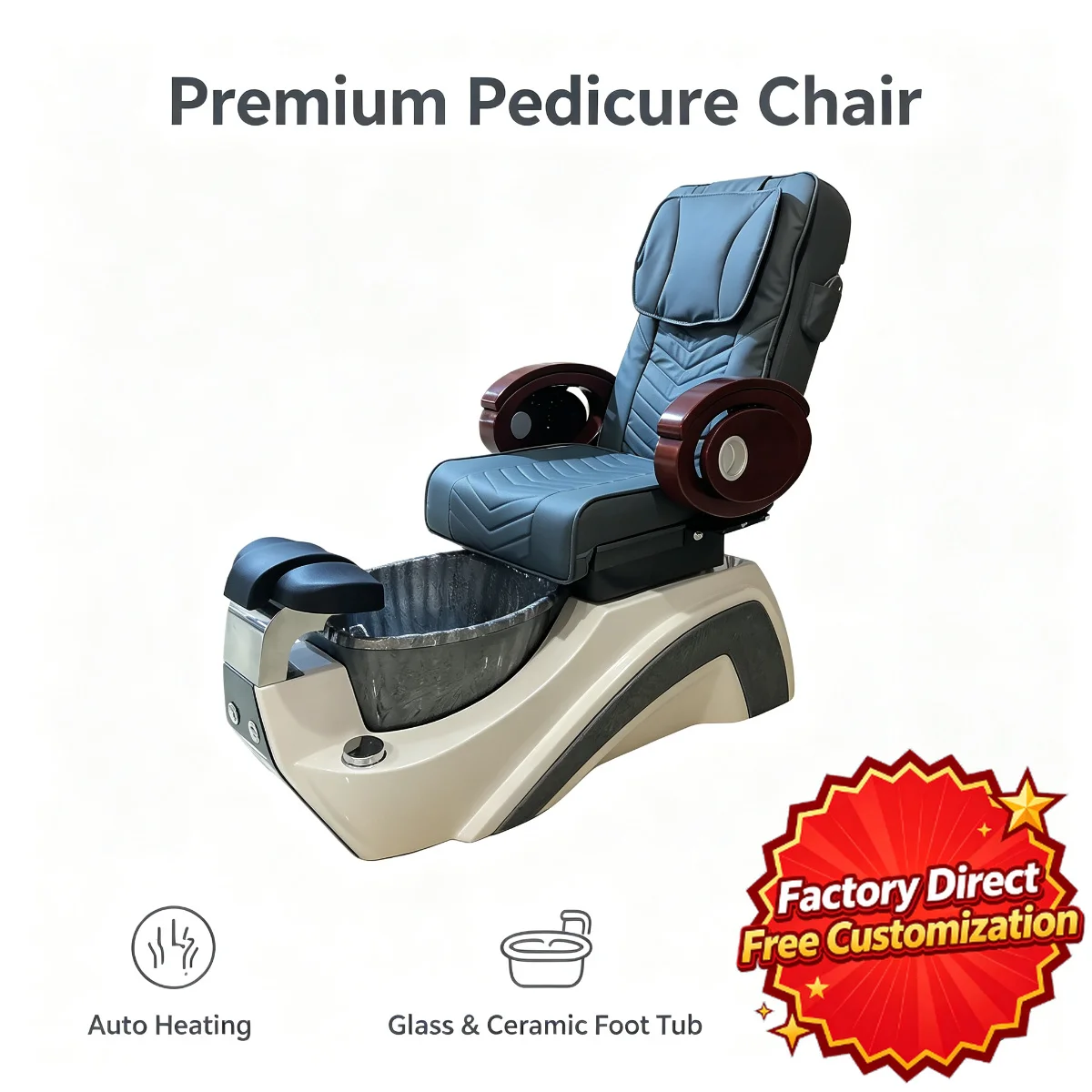 Luxury Pedicure Spa Chair Electric Massage Heated Foot Bath Salon Beauty Equipment