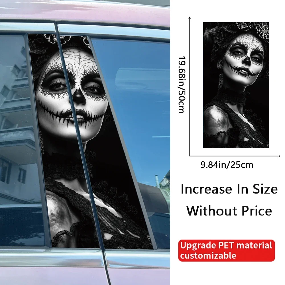 2pcs Gothic Horror Nuns Auto B-pillar Stickers Car Center Column Decoration Cover Scratches Waterproof Decals Car Accessories