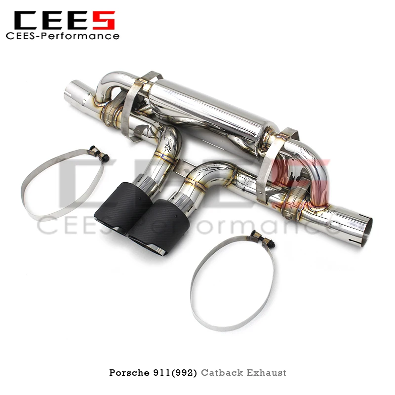CEES Valved Sport Exhaust Pipe for PORSCHE 911 992 GT3 3.0T 2020- Stainless Steel Muffler Exhaust System Car Catback Exhaust