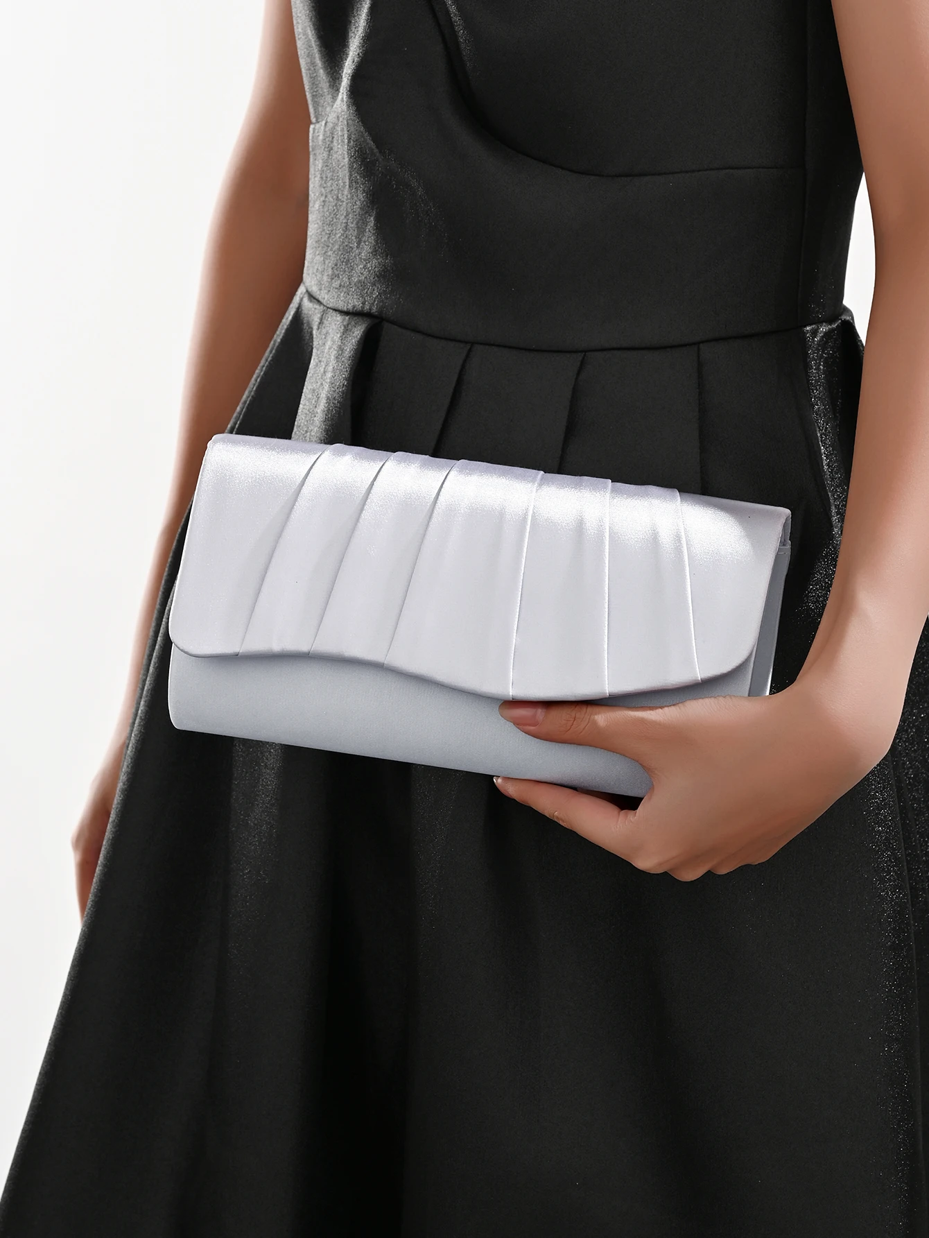 Damen-Dinner-Tasche, plissiert, einfarbig, Clutch, Party, Abendessen, Hochzeit, leicht, luxuriös, Umschlag, Abendtasche für Abschlussball, Abendessen/Bankett – Detail 31