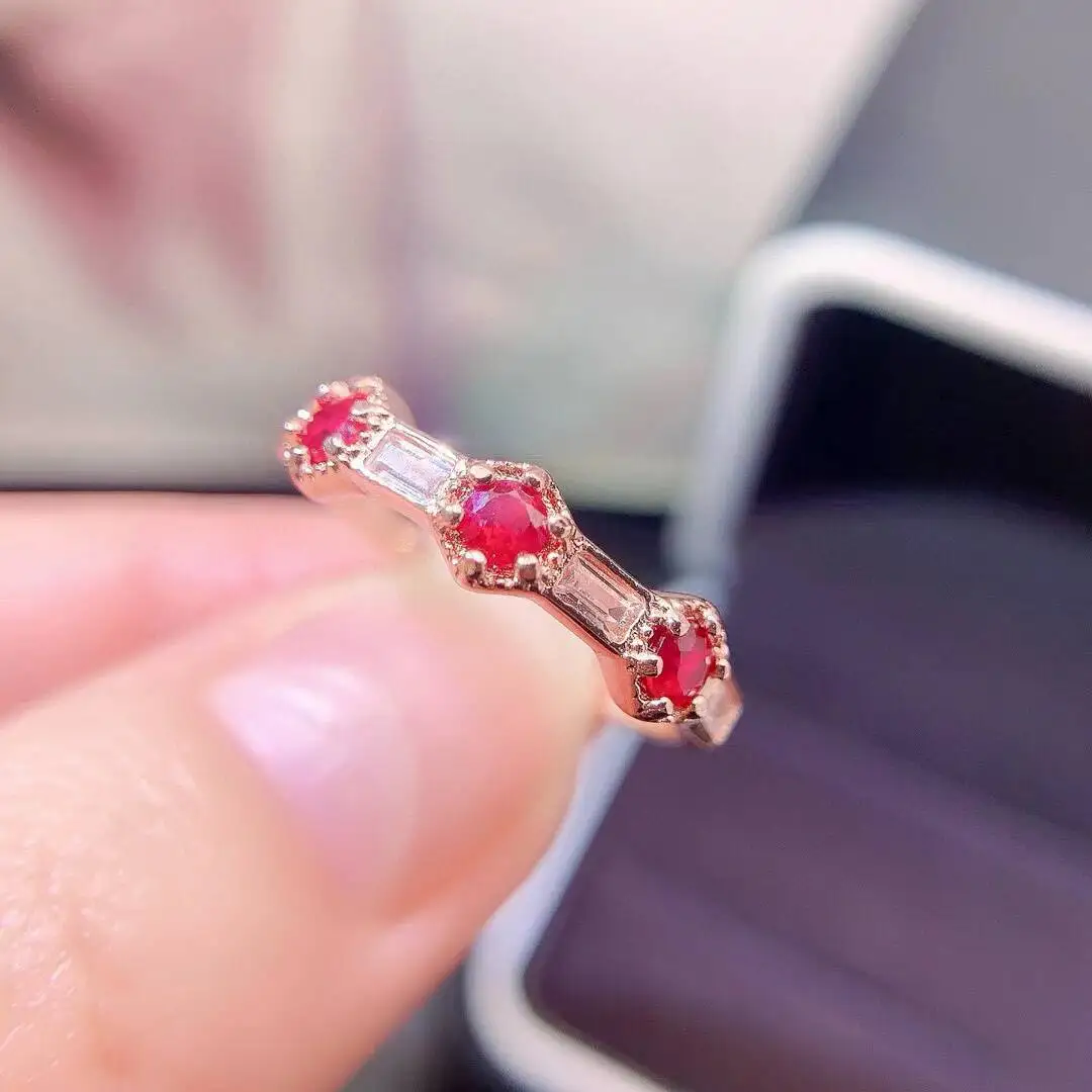 KJJEAXCMY New style Jewelry Natural Women's Ruby Ring 925 silver inlay Colorful and splendid High clarity supports detection