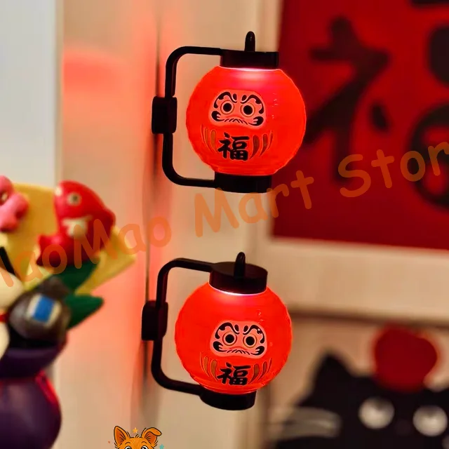 Daruma Fortune Lantern Light Up, autocollant magnétique pour réfrigérateur, porte-bonheur, richesse, paix, attirant la prospérité, décoration du coin café à la maison, décoration du nouvel an